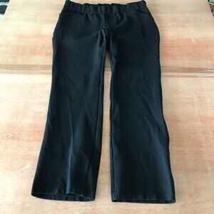Allison Izu Pull On Pants Women PL Black Mid Rise Pockets Elastic Waist Stretch